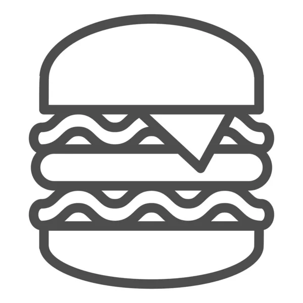 Big burger line icon, Street food concept, King Burger sign on white background, Big and tasty hamburger icon in outline style for mobile concept and web design. Vector graphics. — Stock Vector