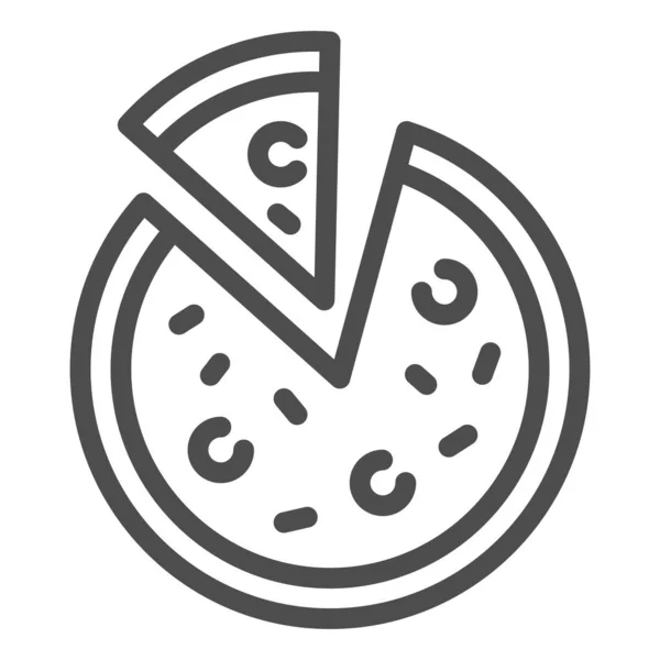 Icono de línea de pizza, concepto de comida callejera, símbolo de comida italiana sobre fondo blanco, pizza con un icono separado rebanada en estilo de esquema para el concepto móvil y el diseño web. Gráficos vectoriales . — Vector de stock