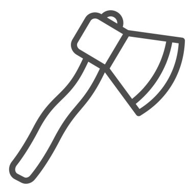 Ax çizgisi simgesi, piknik konsepti, beyaz arka planda balta işareti, mobil konsept ve web tasarımı için ana hatlı simge. Vektör grafikleri.