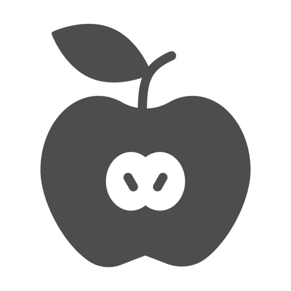 Яблуко тверда ікона, концепція літнього часу, яблучний фруктовий знак на білому тлі, піктограма половини яблука в стилі гліфів для мобільної концепції та веб-дизайну. Векторна графіка . — стоковий вектор