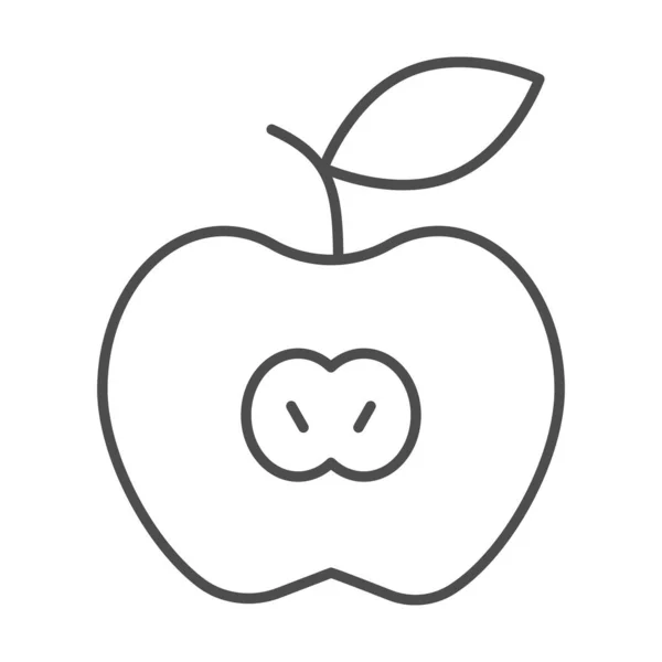 Apple ince çizgi ikonu, yaz zamanı konsepti, beyaz arka planda dilimlenmiş elma meyvesi tabelası, mobil konsept ve web tasarımı için ana hatları belirlenmiş yarı simge Apple. Vektör grafikleri. — Stok Vektör
