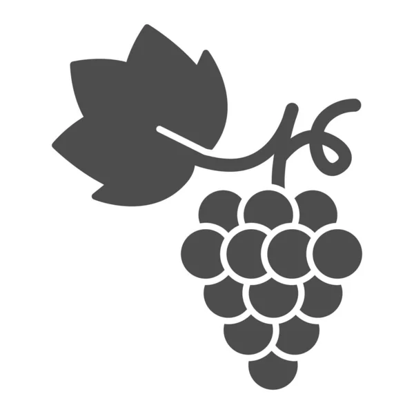 Bunch of grapes solid icon, summer concept, grapes sign on white background, Bunch of wine grapes with leaf icon in glyph style for mobile concept and web design. Gráficos vetoriais . — Vetor de Stock