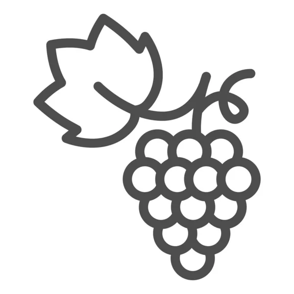 Bunch of grapes line icon, summer concept, grapes sign on white background, Bunch of wine grapes with leaf icon in outline style for mobile concept and web design. Gráficos vetoriais . — Vetor de Stock