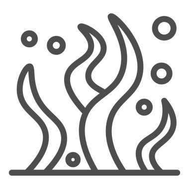 Deniz yosunu çizgisi ikonu, okyanus ve sualtı konsepti, beyaz arka planda deniz yosunları işareti, mobil konsept ve web tasarımı için ana hatlı deniz yosunu ikonu. Vektör grafikleri.