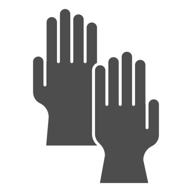 Eldivenler katı simge, kıyafet konsepti, beyaz arka planda eldivenler, mobil konsept ve web tasarımı için kabartma biçiminde koruyucu eldiven simgesi. Vektör grafikleri.