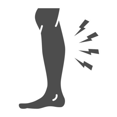 Shin hurts solid icon, Body pain concept, Shin pain sign on white background, leg injured in shin area icon in glyph style for mobile concept and web design. Vector graphics. clipart