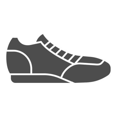 Spor ikonu, spor konsepti, beyaz arka planda çalışan ayakkabı sembolü, mobil konsept ve web tasarımı için glyph stili spor ayakkabısı ikonu. Vektör grafikleri.