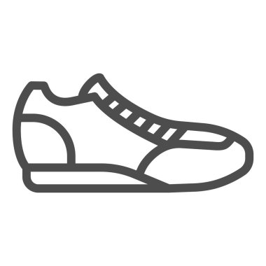 Spor çizgisi ikonu, spor konsepti, beyaz arka planda çalışan ayakkabı sembolü, mobil konsept ve web tasarımı için ana hatlı spor ayakkabısı ikonu. Vektör grafikleri.