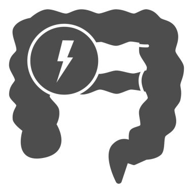 Bağırsak katı ikonu, sağlık ve tıbbi konsept sorunları, beyaz arka planda bağırsak kabızlığı işareti, mobil konsept için bağırsak ağrısı ikonu, web tasarımı. Vektör grafikleri.