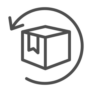 Ok çizgisi simgesi, lojistik konsept, beyaz arkaplanda emtia cirosu işareti, taşınabilir ve web tasarımı için tasarım tarzında mal simgesinin geri dönüşü ve yeniden yerleştirilmesi. Vektör grafikleri.