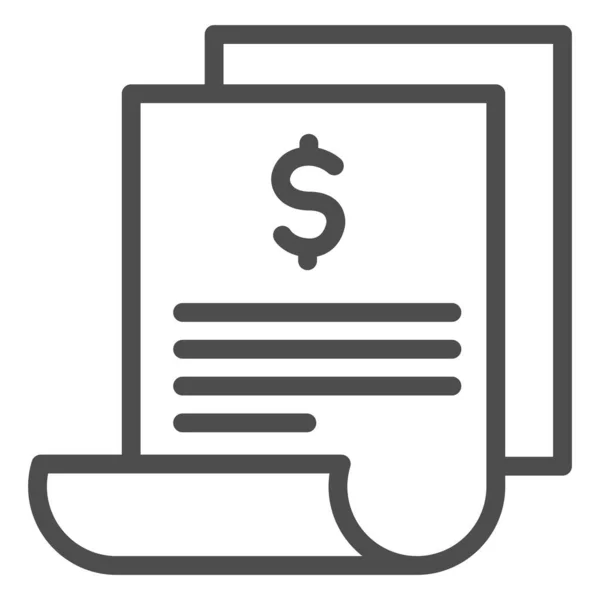 Icono de línea de facturación, concepto de compra, hoja de papel con signo de dólar sobre fondo blanco, factura o símbolo de recibo de transacción bancaria en estilo de esquema para el diseño móvil y web. Gráficos vectoriales . — Vector de stock