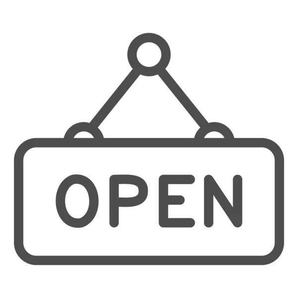 Open deur signboard lijn pictogram, shopping concept, open opknoping teken op witte achtergrond, Open signboard symbool in outline stijl voor mobiele concept en web design. vectorgrafieken. — Stockvector