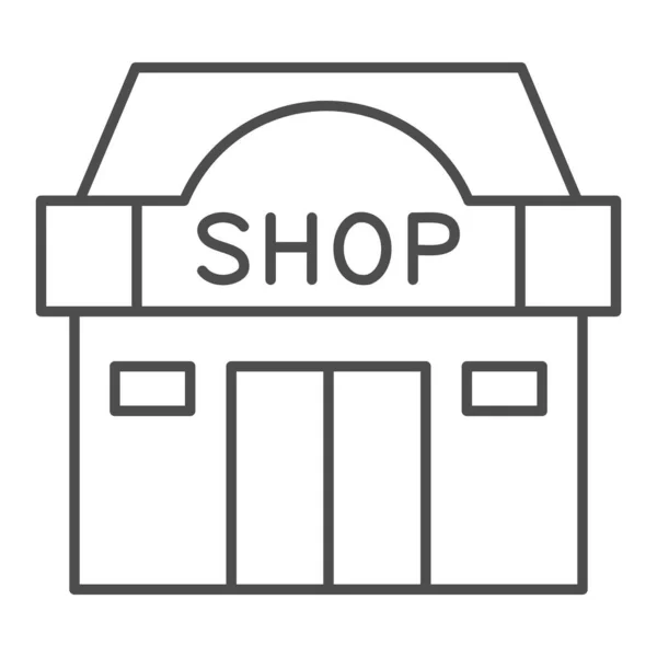 Будівництво магазину тонка лінія значок, концепція покупок, знак вітрини магазину на білому тлі, значок магазину в контурному стилі для мобільної концепції та веб-дизайну. Векторна графіка . — стоковий вектор