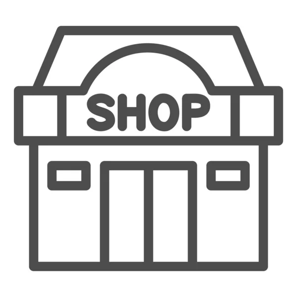 Ícone de linha de construção de loja, conceito de compras, sinal de vitrine de loja no fundo branco, ícone de loja em estilo de contorno para o conceito móvel e web design. Gráficos vetoriais . —  Vetores de Stock