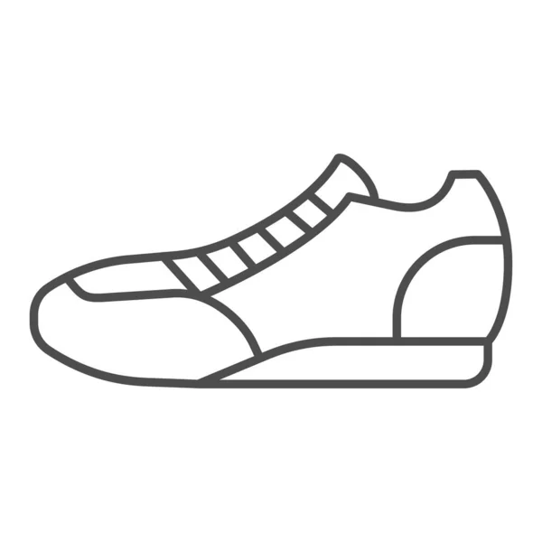 Піктограма тонкої лінії кросівок, спортивна концепція, біговий символ взуття на білому тлі, піктограма фітнес- кросівок в контурному стилі для мобільної концепції та веб-дизайну. Векторна графіка . — стоковий вектор