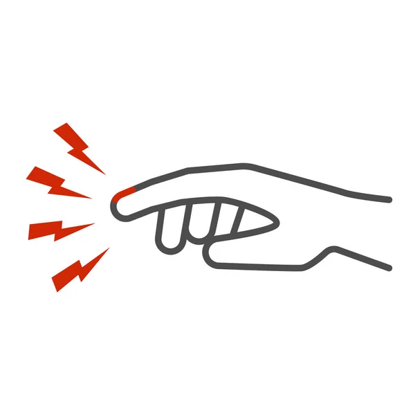 Finger pain thin line icon, Body pain concept, Injured finger sign on white background, Acute finger pain icon in outline style for mobile concept and web design. Vector graphics. — Stock Vector