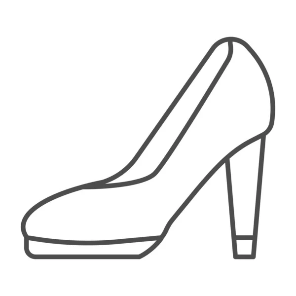 Scarpe tacco alto linea sottile icona, concetto di shopping, scarpe donna segno su sfondo bianco, Elegante donna icona scarpe tacco alto in stile contorno per il concetto di mobile e web design. Grafica vettoriale. — Vettoriale Stock