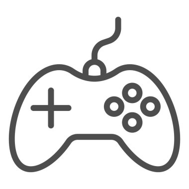 Joystick çizgisi simgesi, elektronik konsept, beyaz arka planda gamepad denetleyici işareti, mobil konsept ve web tasarımı için ana hatlı joystick ikonu. Vektör grafikleri.