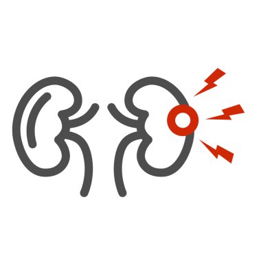 Böbrek ağrısı çizgisi ikonu, vücut ağrısı konsepti, beyaz arka planda böbrek ağrısı işareti, taşınabilir konsept ve web tasarımı için ana hatlı böbrek kolik ikonu. Vektör grafikleri.