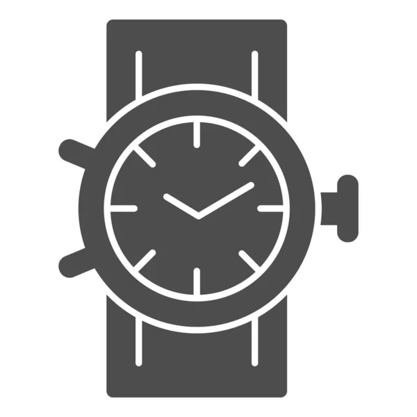 Reloj mecánico icono sólido, concepto de compras, señal de reloj sobre fondo blanco, icono del reloj de pulsera en estilo glifo para el concepto móvil y el diseño web. Gráficos vectoriales . — Archivo Imágenes Vectoriales