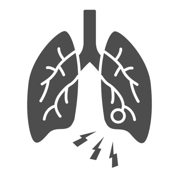 Icono sólido de infección pulmonar, concepto de problemas de salud, signo de neumonía sobre fondo blanco, icono de enfermedad pulmonar en estilo glifo para concepto móvil y diseño web. Gráficos vectoriales . — Archivo Imágenes Vectoriales