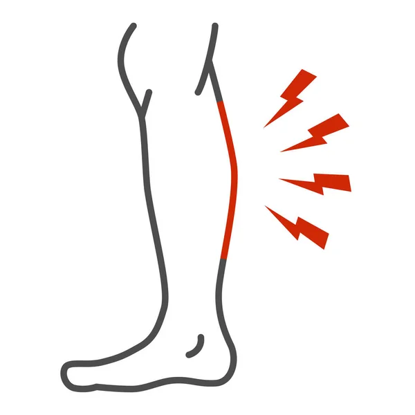 Shin machuca ícone de linha fina, conceito de dor no corpo, sinal de dor na canela no fundo branco, perna ferida no ícone da área da canela no estilo de contorno para o conceito móvel e web design. Gráficos vetoriais . — Vetor de Stock