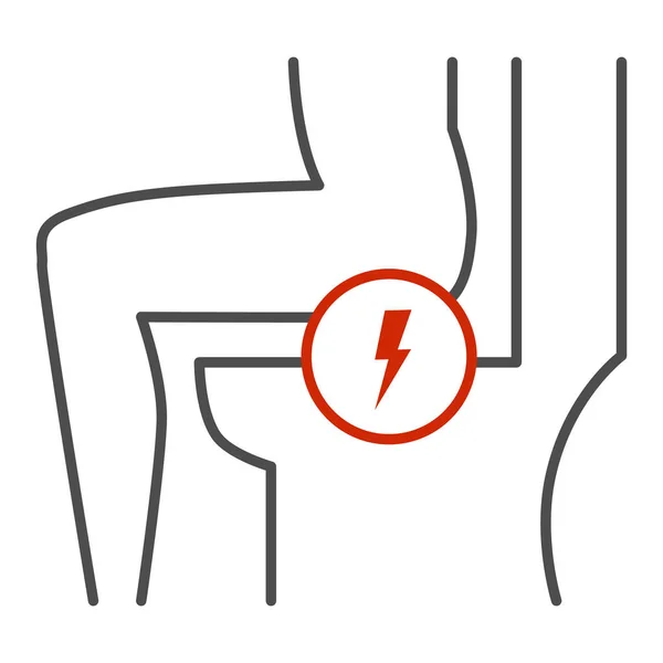 Αιμορροΐδες λεπτή γραμμή εικονίδιο, έννοια προβλήματα υγείας, πρωκτικό σημάδι πόνου σε λευκό φόντο, πρόσωπο που κάθεται στην τουαλέτα και το αίσθημα του πόνου εικονίδιο στο περίγραμμα στυλ για το κινητό, web design. Διανυσματικά γραφικά. — Διανυσματικό Αρχείο