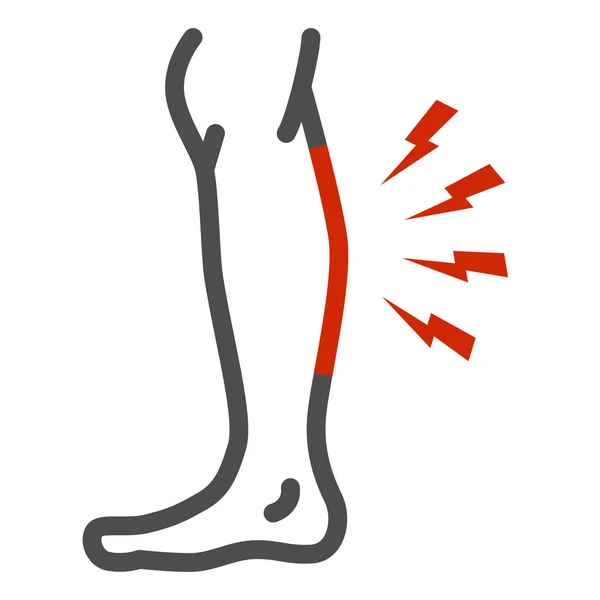 Shin machuca ícone de linha, conceito de dor no corpo, sinal de dor na canela no fundo branco, perna ferida no ícone da área da canela no estilo de contorno para o conceito móvel e web design. Gráficos vetoriais . — Vetor de Stock