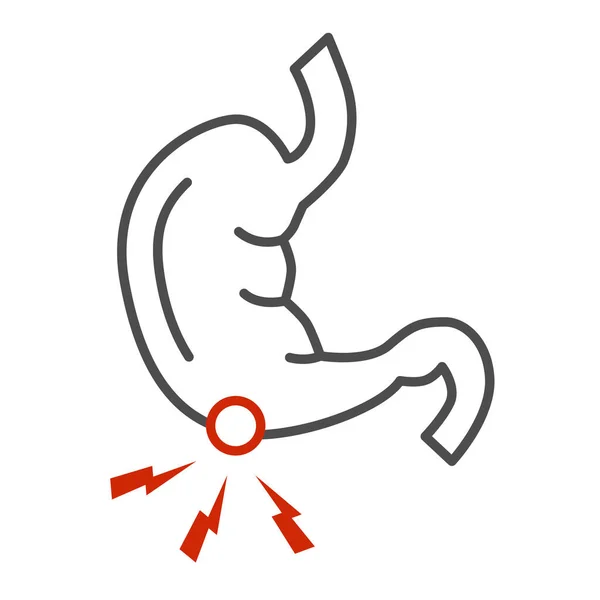 Magenkrankheitssymbole, Konzept für Gesundheitsprobleme, Zeichen für Magenschmerzen auf weißem Hintergrund, Symbol für kranken menschlichen Magen im Umrissstil für mobiles Konzept und Webdesign. Vektorgrafik. — Stockvektor