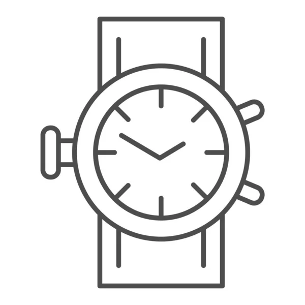 Orologio meccanico icona linea sottile, concetto di shopping, segno orologio su sfondo bianco, icona orologio da polso in stile contorno per il concetto di mobile e web design. Grafica vettoriale. — Vettoriale Stock