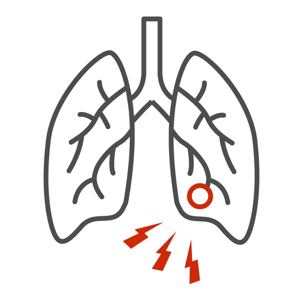 Infección pulmonar icono de línea delgada, concepto de problemas de salud, signo de neumonía sobre fondo blanco, icono de enfermedad pulmonar en el estilo de esquema para el concepto móvil y el diseño web. Gráficos vectoriales . — Archivo Imágenes Vectoriales