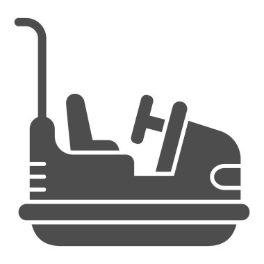 Çarpışan araba katı ikonu, lunapark konsepti beyaz arka planda yarış pisti işareti için elektrikli makine mobil konsept ve web için glifli Çarpışma ikonu. Vektör grafikleri.