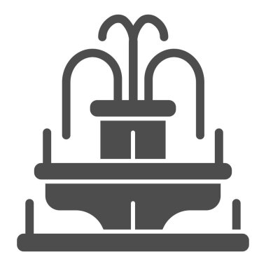 Katı bir ikon, lunapark konsepti, beyaz arka planda park fıskiyesi tabelası, mobil konsept ve web tasarımı için kabartma şeklinde su çeşmesi simgesi. Vektör grafikleri.