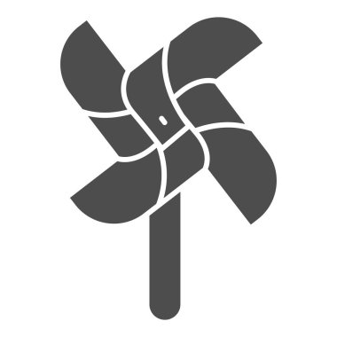 Rüzgar değirmeni oyuncak katı ikon, oyun alanı konsepti, arka planda fırıldak işareti, mobil konsept ve web tasarımı için yel değirmeni simgesi. Vektör grafikleri.