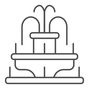 Çeşme çizgisi simgesi, lunapark konsepti, beyaz arka planda park fıskiyesi tabelası, mobil konsept ve web tasarımı için ana hatlı çeşme simgesi. Vektör grafikleri.