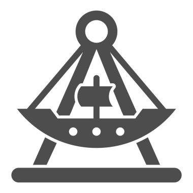 Geminin çekim gücü, sağlam ikon, eğlence parkı konsepti, beyaz arka planda viking tekne biniş tabelası, hareketli konsept ve web tasarımı için glyph tarzı salıncak ikonu. Vektör grafikleri.