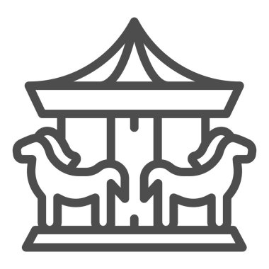 Atlıkarınca çizgisi ikonu, eğlence parkı konsepti, beyaz arka planda atlıkarınca işareti, mobil konsept ve web tasarımı için ana hatlı at ikonu. Vektör grafikleri.