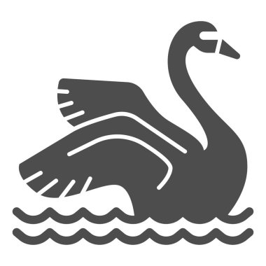 Su katı ikonu üzerinde kuğu, eğlence parkı konsepti, beyaz arka planda zarif su kuşu işareti, mobil konsept ve web tasarımı için kuğu sembolü. Vektör grafikleri.