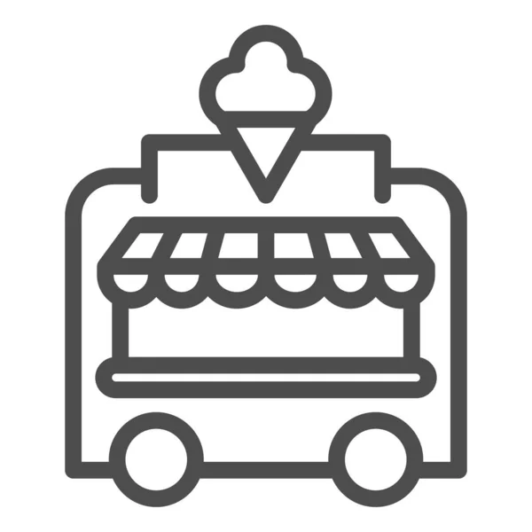 Ice Cream Kiosk Line Icon, Freizeitpark-Konzept, Mobile Store Sign auf weißem Hintergrund, Ice Cart Icon im Outline-Stil für mobiles Konzept und Webdesign. Vektorgrafik. — Stockvektor