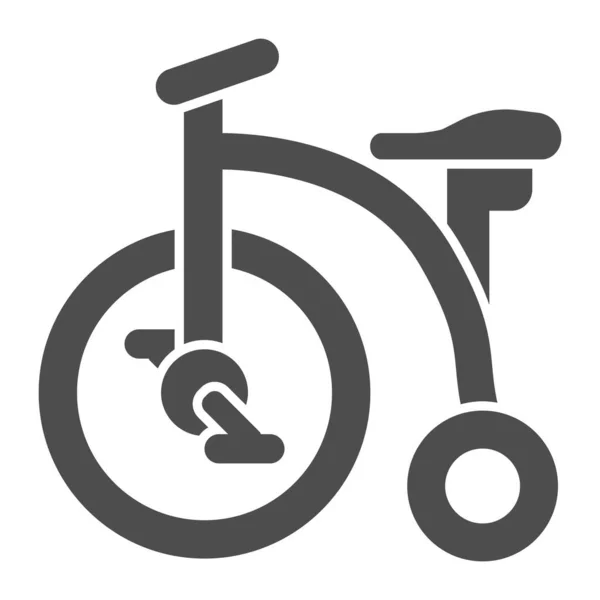 Trojkolka plná ikona, koncept dětství, Kid bicykl znamení na bílém pozadí, Baby Bike ikona v glyfovém stylu pro mobilní koncept a web design. Vektorová grafika. — Stockový vektor