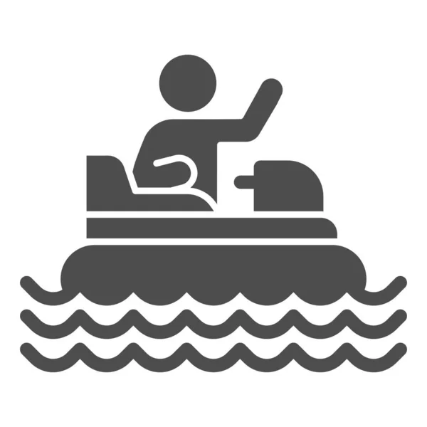 Catamaran with person solid icon, Amusement park concept, beach boat with pedals sign on white background, Rafting catamaran icon in glyph style for mobile and web design. Vector graphics. — Stock Vector