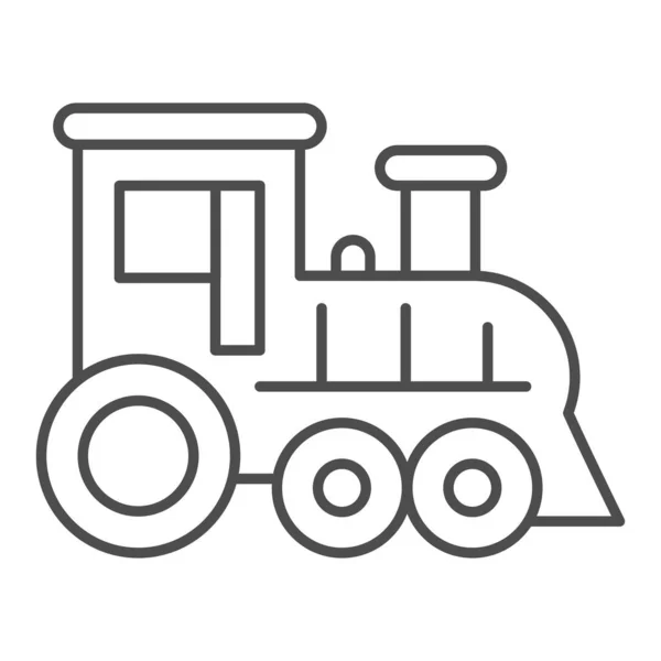 Icône de ligne mince de locomotive, concept de parc d'attractions, panneau de train sur fond blanc, icône de jouet de locomotive dans le style de contour pour le concept mobile et la conception Web. Graphiques vectoriels. — Image vectorielle