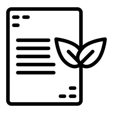 Yaprak ve dosya satırı simgesi. Eko belge vektör illüstrasyonu beyazda izole edildi. Kağıt ve yaprak tasarımı, web ve uygulama için tasarlanmış. Eps 10.