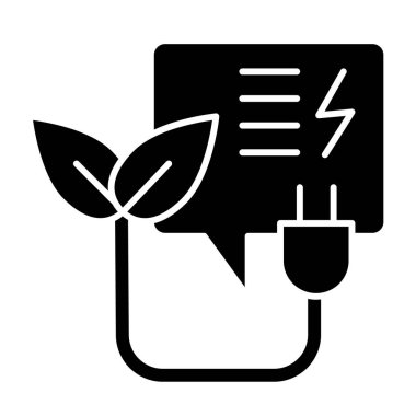 Eko tapa simgesi. Beyaz üzerine izole edilmiş eko işaret vektör illüstrasyonlu elektrik prizi. Web ve uygulama için tasarlanmış glyph tasarımı. Eps 10.