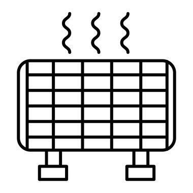 Güneş pili ince çizgi simgesi. Güneş enerjisi çizimi beyaza izole edildi. Güneş paneli tasarımı, web ve uygulama için tasarlandı. Eps 10.