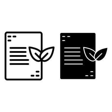 Yaprak ve dosya satırı ve sembol. Eko belge vektör illüstrasyonu beyazda izole edildi. Kağıt ve yaprak tasarımı, web ve uygulama için tasarlanmış. Eps 10.