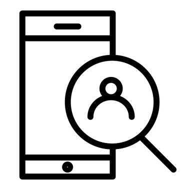 Akıllı telefon ve büyütme çizgisi simgesi. Beyazda izole edilmiş akıllı telefon vektör illüstrasyonunda arama bağlantısı. Cep telefonu tasarımı, web ve uygulama için tasarlanmış. Eps 10.