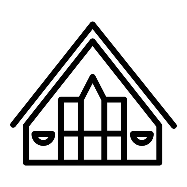 Cottage line icon. Small cottage vector illustration isolated on white. Gable roof cottage outline style design, designed for web and app. Eps 10. — Stock Vector
