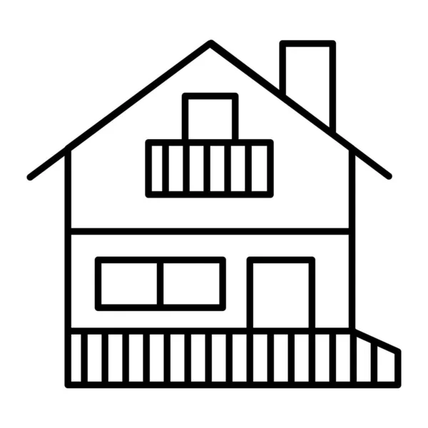 House with balcony thin line icon. Home vector illustration isolated on white. Attic cottage outline style design, designed for web and app. Eps 10. — Stock Vector