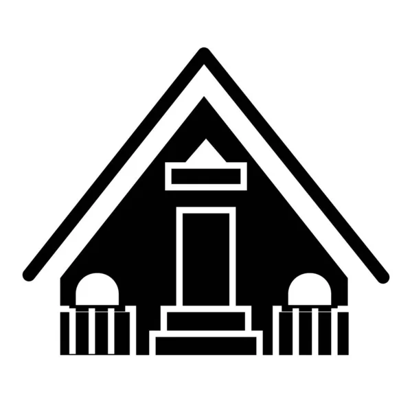 Maison en bois icône solide. Illustration vectorielle de chalet isolée sur blanc. Conception de style glyphe de façade de maison, conçu pour le web et l'application. Eps 10. — Image vectorielle